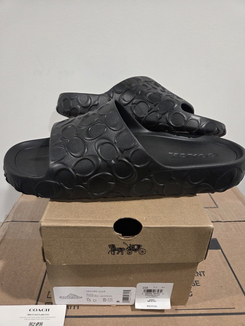 Coach Molded Slide Black Mens Size 13